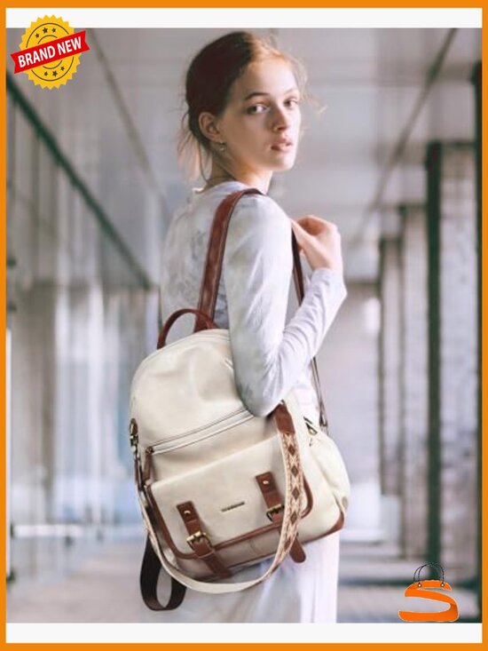 PU Leather Convertible Backpack Purse, Large Travel Satchel Handbag, Fits 13\